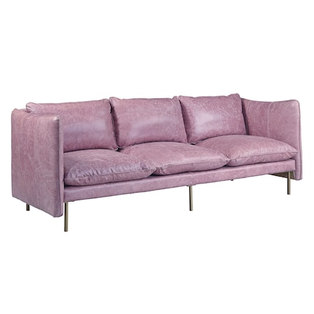 Homeroots 91" Wisteria Top Grain Leather Sofa With Black Legs 491344