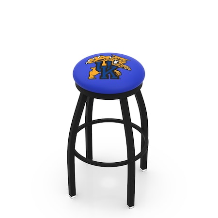 Holland Bar Stool Co 36" Blk Wrinkle Kentucky "Wildcat" Swivel Bar Stool, Accent Ring L8B2B36UKYCat