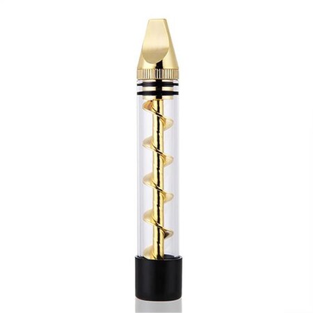Fresh Fab Finds Glass Pipe Twisty 7-in-1 Grinder Blunt Kit with Smoking Metal Tip Cleaning Brush, Gold FFF-Gold-GPCT1149