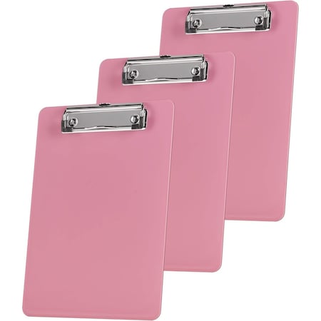 Acrimet Clipboard Memo Size A5 Low Profile Clip (Plastic) (Solid Pink Color), 3PK 137B.8