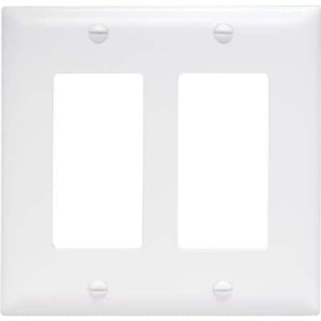 Legrand TradeMaster TP TP262-W Wallplate, 4.687 in L, 4-3/4 in W, 2 -Gang, Nylon, White, Matte TP262WCC30