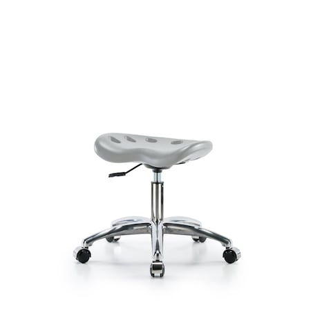 Blue Ridge Ergonomics Polyurethane Tractor Stool Chrome - Desk Height with Chrome Casters in Gray Polyurethane PTDHSL-CR-CC-GRY