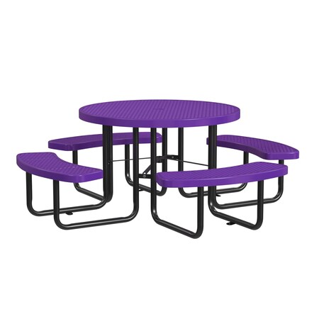 Leisure Craft Round Picnic Table, Purple, In Ground Mount, 46 in T46ROIG-PURPLE