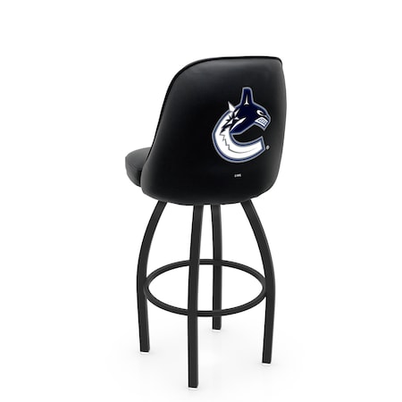 Holland Bar Stool Co Logo Grizzly Vancouver Canucks 30 in. Swivel Bar Stool with Black Wrinkle Finish L048