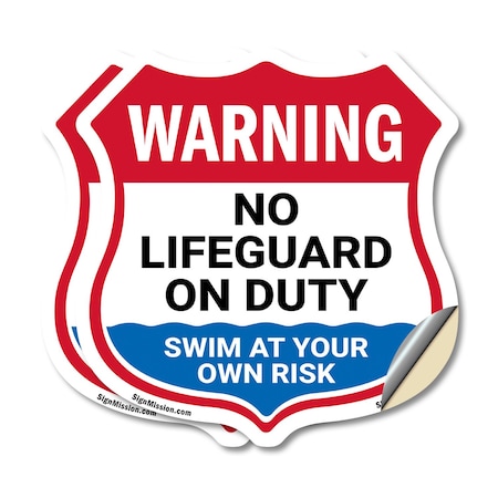 Signmission Warning No Lifeguard On Duty, 6 inch X 6 inch, Vinyl Decal, 2PK SHI-D-2PACK-6-479