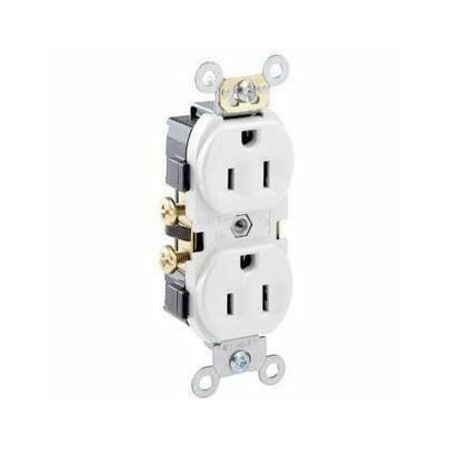 Leviton Plugs&Rcptcls, 15A, 125VAC, Wht, Thrmplstc CR15-WS
