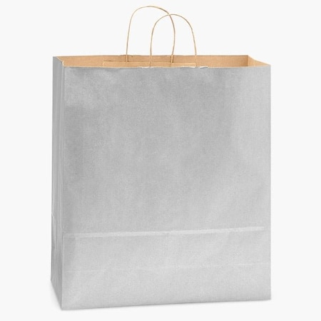 Nashville Wraps Metallic Silver Recycled Kraft Bag, Queen 16x6x19.25", 200PK BQTMS