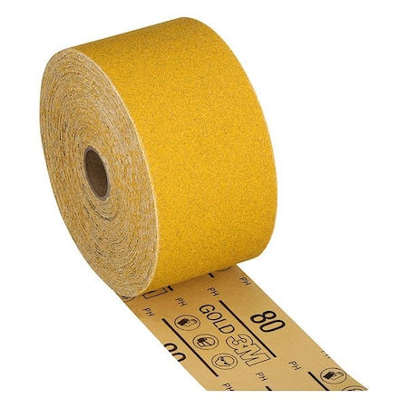 3M Sandpaper Roll, Grit 80, Coated, Gold 7100370812