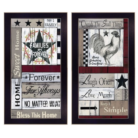Set Of Two Family Wisdom Cherish The Small things Black Framed Print Wall Art, 2PK