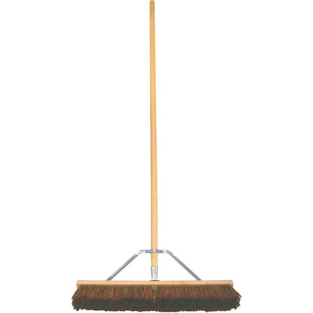 Birdwell Contractor Push Broom, 3 in L Trim, Natural Palmyra Fiber Bristle, Hardwood Handle 5024-4