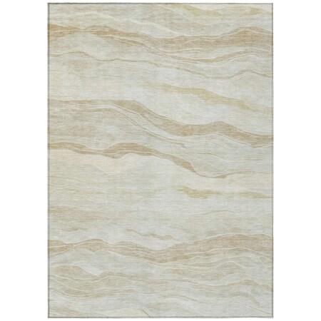 Homeroots 9' X 12' Beige Striped Washable Indoor Outdoor Area Rug 608104