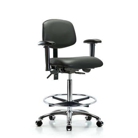 Blue Ridge Ergonomics Vinyl Chair, Vinyl, Adjustable Arms BR-VHBCH-CR-T1-A1-CF-CC-8823