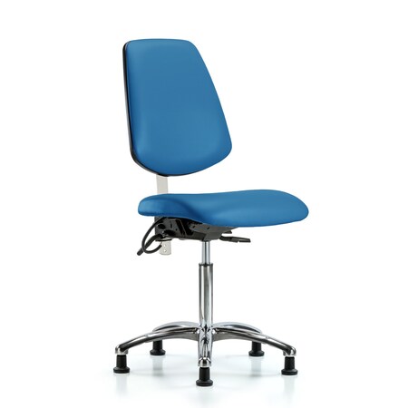 Blue Ridge Ergonomics Vin Med Ben Chair, Med, Bk, Blu, CL100/ESD, No Arms, 22" to 29" Height, Blue BR-NECR-VMBCH-MB-CR-T0-A0-NF-EG-ESDBLU