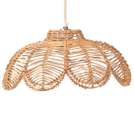 Bali & Pari Neorah Natural Rattan Pendant Lampshade - Boho Ceiling Light Cover with Handcrafted Petal Shape 261-14236-ZORO