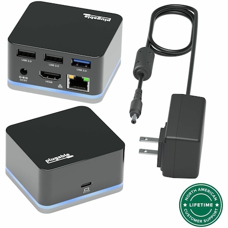 Plugable Technologies Plugable USB-C Wired Cube Mini Docking Station - Compact HDMI, Gigabit Ethernet, 3 USB Ports UD-CUBE