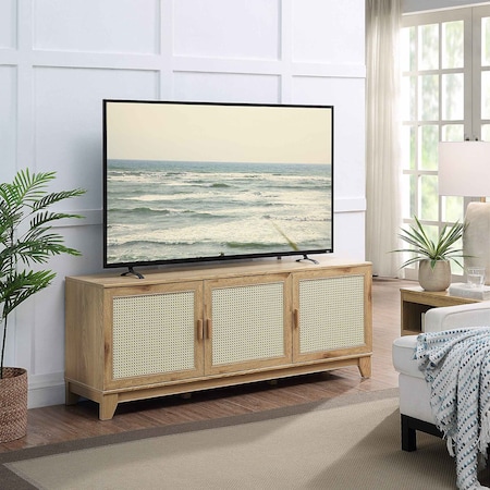 Manhattan Comfort Sheridan 62.99 Modern Cane TV Stand in Nature TV-3GLF-NA