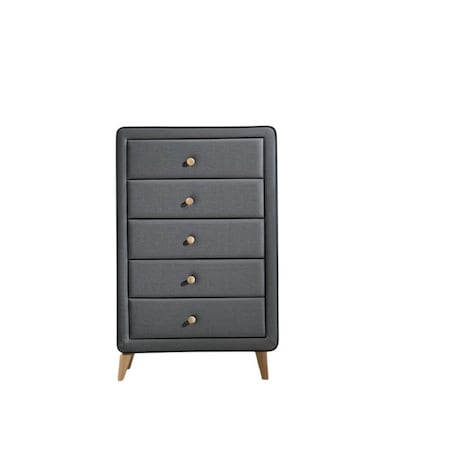 Homeroots 32" Light Gray Wood Five Drawer Dresser 286556