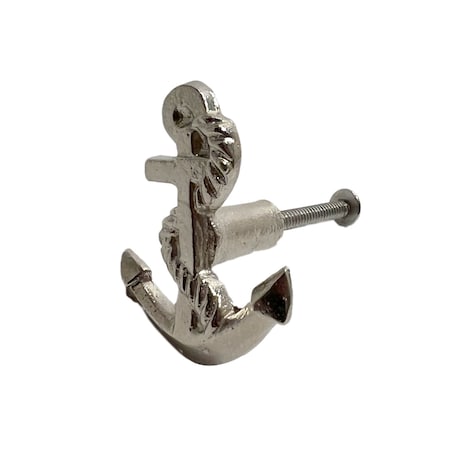 Homeroots Set of Six Silver Nautical Anchor Knob Metal Drawer Pull Knobs, 6PK 635795