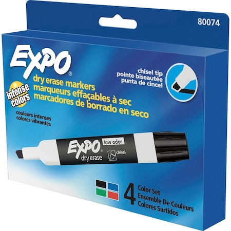 Expo Low Odor Dry Erase Markers, Assorted, 4 Per Pack, PK2 80074