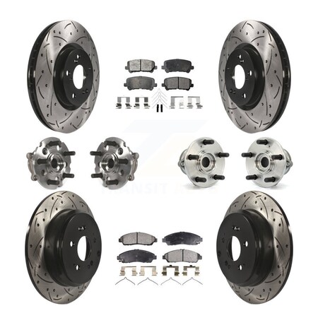 Transit Auto Front Rear Hub Bearing Coated Brake Rotor & Pads Kit 10Pc For Honda Pilot Acura MDX ZDX KBB-110788