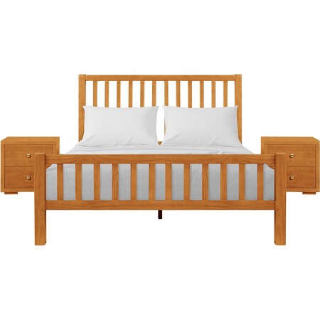 Homeroots Three Piece Brown Solid Wood Bedroom Set 523689