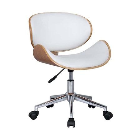 Homeroots Brown White and Silver Adjustable Height Swivel Rolling Office Chair 554033