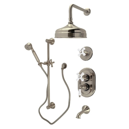 Kingston Brass Thermostatic Tub and Shower System, Brushed Nickel KSK36380PX