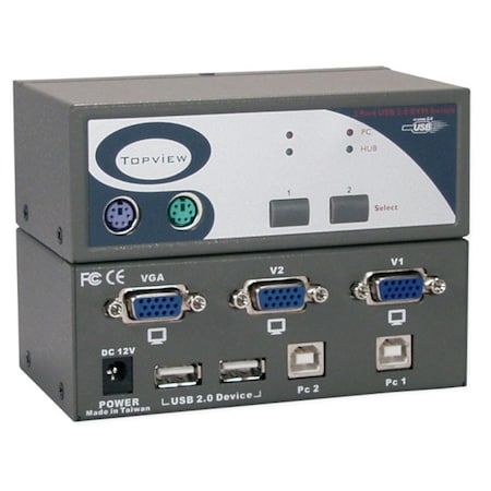 Plugit USB 2.0 2 Port KVM Desktop Switch with Built-in 2Port Hub PL3744187