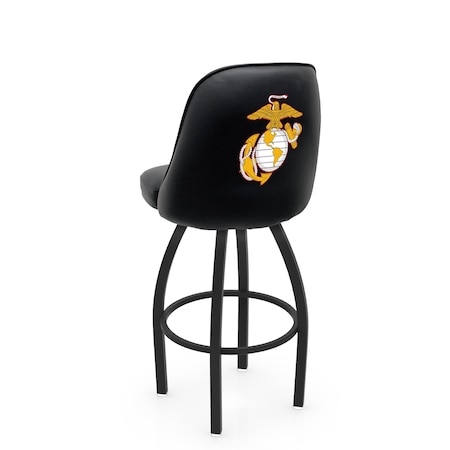 Holland Bar Stool Co Logo Grizzly Marine Corps Red/Yellow 30 in. Swivel Bar Stool with Black Wrinkle Finish L048