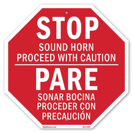 Signmission Stopsound Horn Proceed with Caution, 10 Inch X 10 Inch, Plastic Sign OC-P-10-25