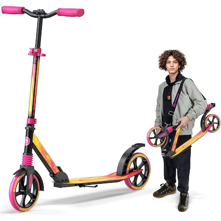 Outdoorcruiser Outdoor Cruiser Kick Scooter, Ages 6+, 250 LBS Max, Foldable, 8in. Wheels, Suspension, Yellow/Pink OCTENS254
