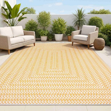 Jonathan Y Chevron Modern Concentric Squares Orange/Cream 3 ft. x 5 ft. Indoor/Outdoor Area Rug SMB206C-3