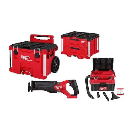 Milwaukee Tool Rolling Toolbox + 2Drawer+Vacuum+Sawzall 48-22-8427, 48-22-8442, 0970-20, 2821-20