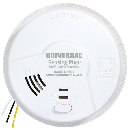 Universal Security Instruments Smoke/CO Alarm, Hardwired, LED, 85 dB AMIC1510SB