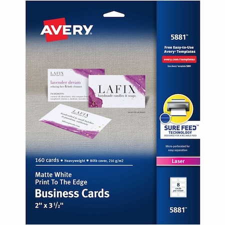 Avery Business Cards 2" x 3.5", Sure Fe, PK160 5881