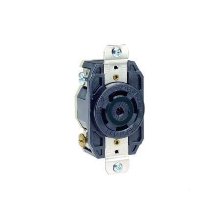Leviton Flanged Locking Receptacle, L23-30R, 30 A, 347/600V AC, Three Phase, 4 Pole, Flush Mount, Black 2830