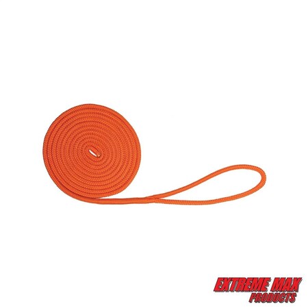 Extreme Max 3006.2429 BoatTector Double Braid Nylon Dock Line - 3/8" x 15', Neon Orange 3006.2429