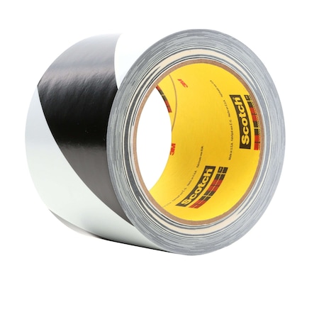 3M Safety Stripe Tape Rubber/Vinyl Black/White, 3" W x 108 ft. L, 5.4 mil Thick 5700