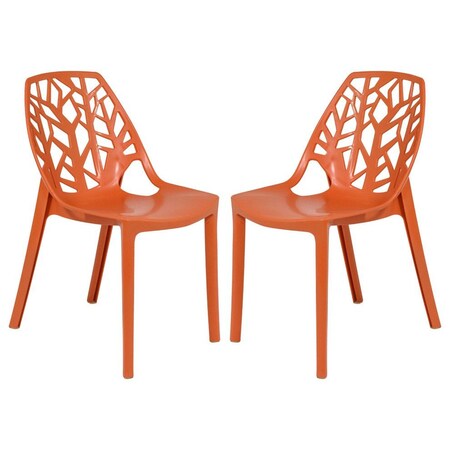 Leisuremod Modern Cornelia Dining Chair, Solid Orange, 2PK C18OR2
