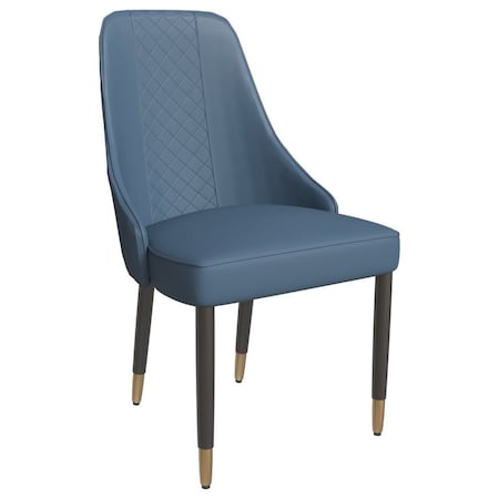 Leisuremod Allure Modern Dining Chair In Yale Blue Fabric and Oak Wood Legs AC49BU