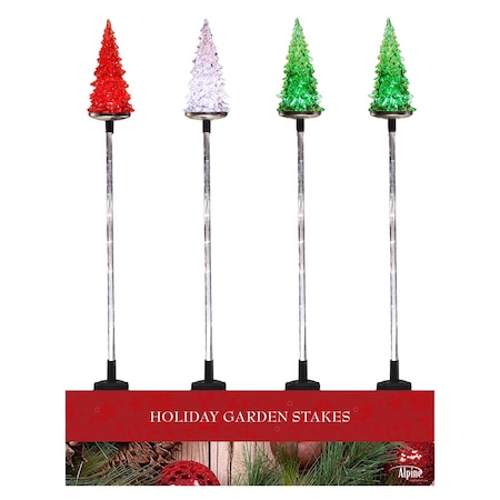 Alpine Solar Multi Christmas Tree 33 in. Garden Stake QLP1126ABB