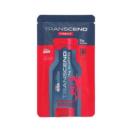 Transcend Glucose Gel 15gm Strawberry Squeeze Pouch, 3PK 1246672