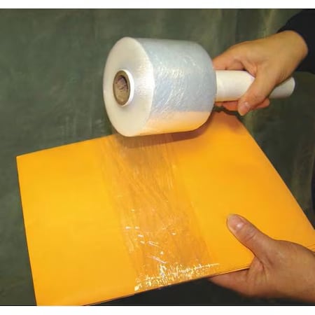 Zoro Hand Stretch Wrap, 3 in W x 1,000 ft L, 80 ga, Clear, 1 Roll PVT03 80Z