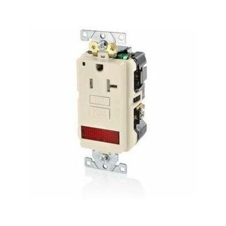 Leviton Self-Test GFCI Receptacle, Combination with Light, 20 Amp, 125 Volt, 5-20R NEMA GFPL2-PLI
