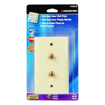 Monster Cable Just Hook It Up Ivory 1 gang Plastic Coaxial Wall Plate 141092-00