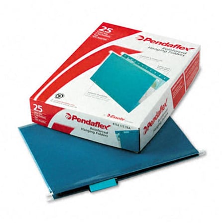 Pendaflex Reinforced Hanging File Folders- Kraft- Letter- Teal- 25/Box, 25PK 415215TEA