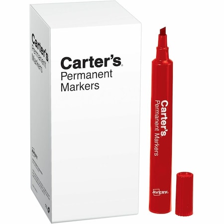 Avery reg Permanent Markers Large DeskStyle Size, Red AVE27177