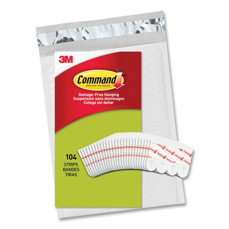 Command Poster Strips, Removable, Holds Up to 1 lb per Pair, Small, 0.63 x 1.75, White, PK104, 104PK 17024104NA