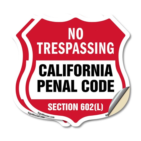 Signmission California No Trespassing Shield Sign Ca, 12 inch X 12 inch, Vinyl Decal, 2PK SHI-D-2PACK-12-368