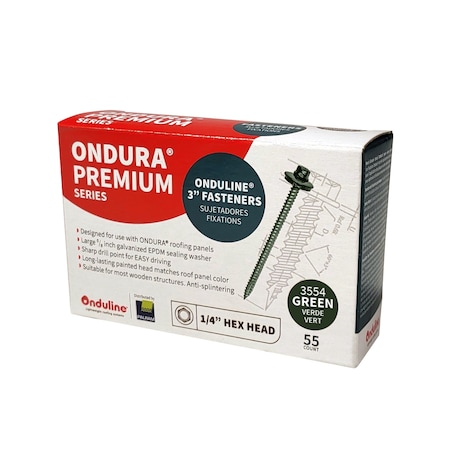 Ondura ONDULINE FASTENER GRN- HEX 3in_BOX OF 55 9025755